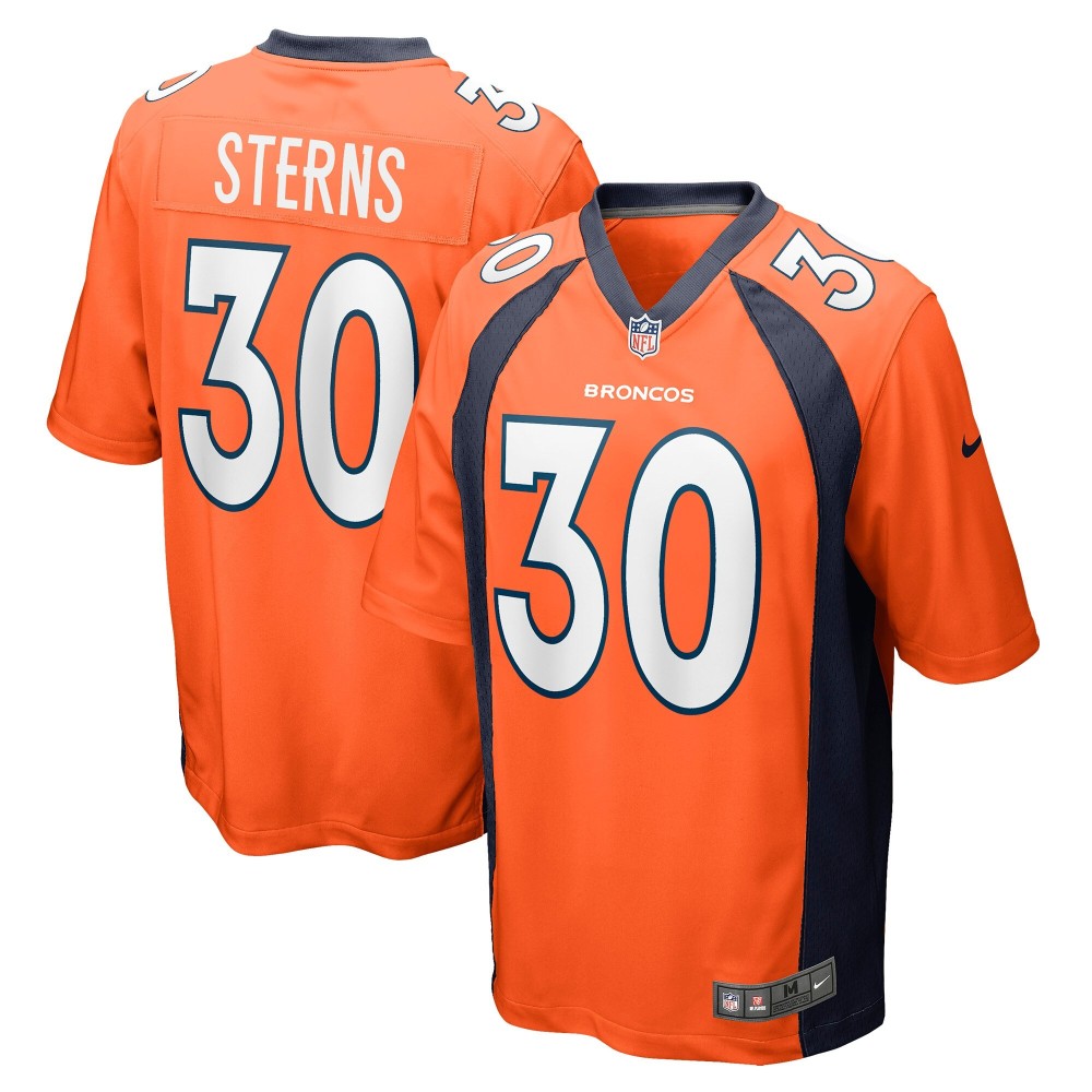 Men's Denver Broncos Caden Sterns Number 30 Nike Orange Game Jersey