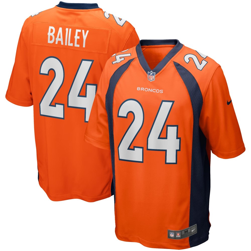 Men's Denver Broncos Champ Bailey Number 24 Nike Orange Game Retired Player Jersey