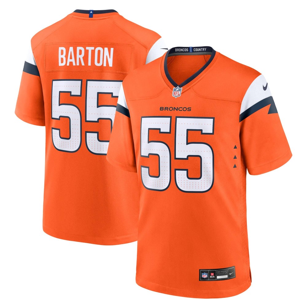 Men's Denver Broncos Cody Barton Number 55 Nike Orange Game Jersey