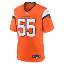 Men's Denver Broncos Cody Barton Number 55 Nike Orange Game Jersey