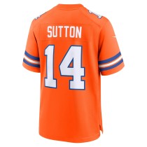 Men's Denver Broncos Courtland Sutton Number 14 Nike Orange Mile High Collection 1977 Throwback Player Game Jersey