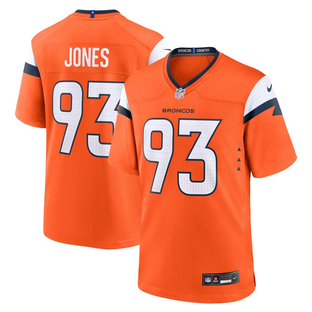 Men's Denver Broncos D.J. Jones Number 93 Nike Orange Team Game Jersey