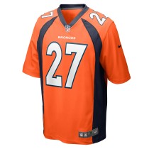 Men's Denver Broncos Damarri Mathis Number 27 Nike Orange Game Player Jersey