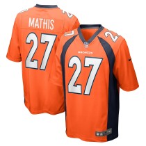 Men's Denver Broncos Damarri Mathis Number 27 Nike Orange Game Player Jersey