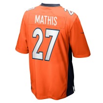 Men's Denver Broncos Damarri Mathis Number 27 Nike Orange Game Player Jersey