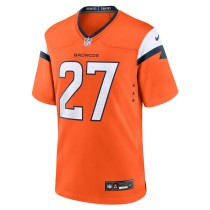 Men's Denver Broncos Damarri Mathis Number 27 Nike Orange Team Game Jersey