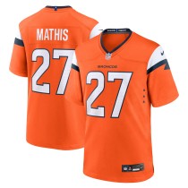 Men's Denver Broncos Damarri Mathis Number 27 Nike Orange Team Game Jersey