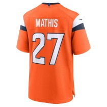 Men's Denver Broncos Damarri Mathis Number 27 Nike Orange Team Game Jersey