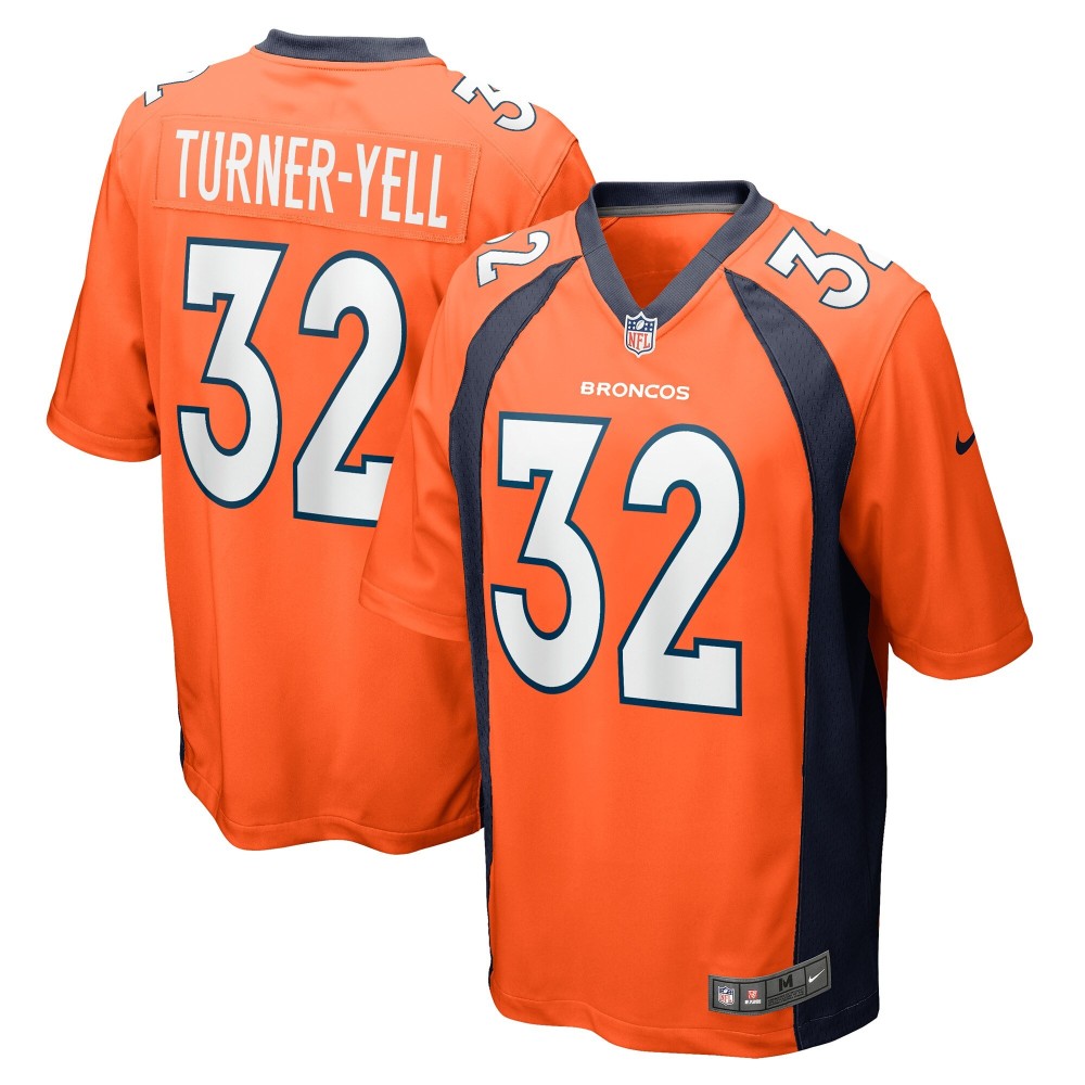 Men's Denver Broncos Delarrin Turner-Yell Number 32 Nike Orange Game Player Jersey