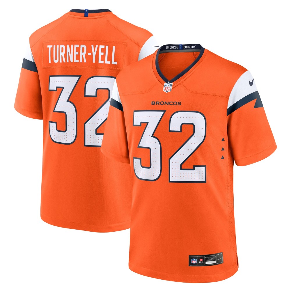 Men's Denver Broncos Delarrin Turner-Yell Number 32 Nike Orange Team Game Jersey