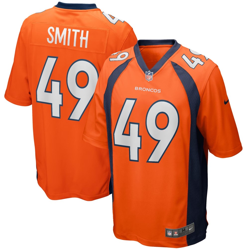 Men's Denver Broncos Dennis Smith Number 49 Nike Orange Game Retired Player Jersey