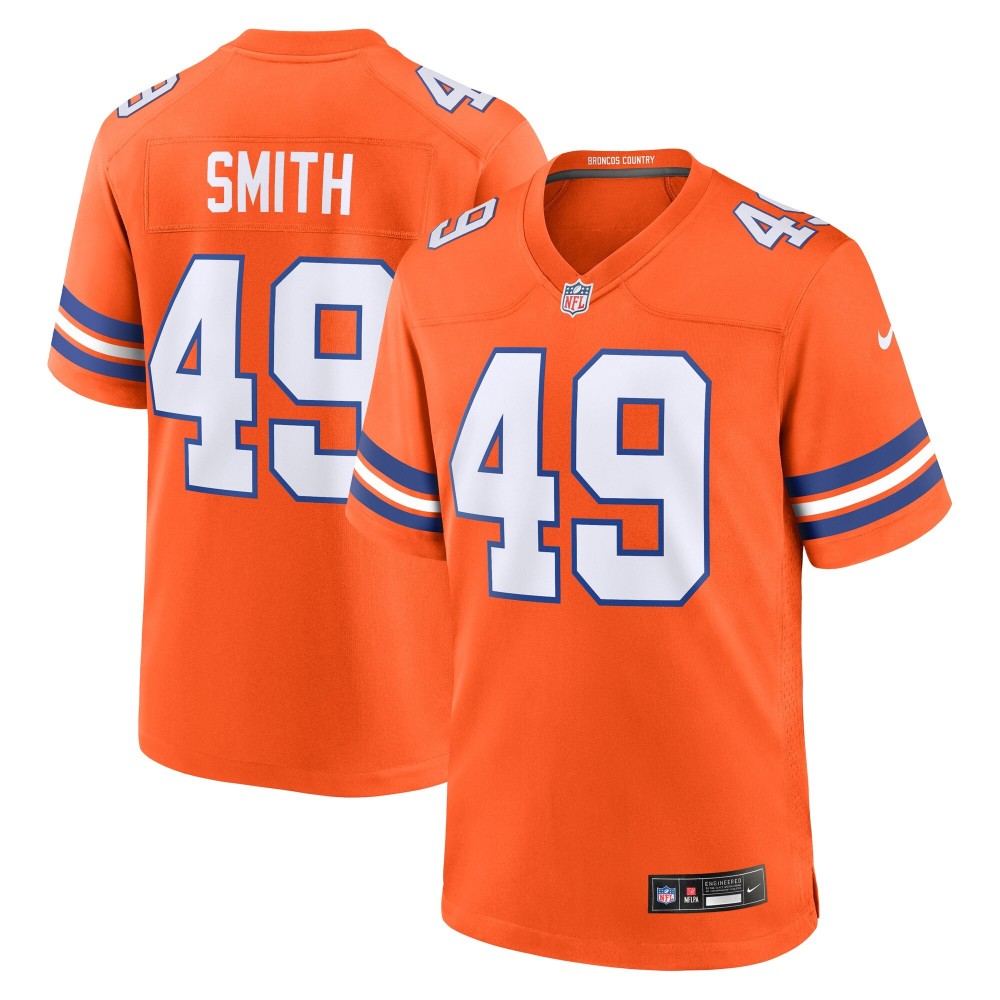 Men's Denver Broncos Dennis Smith Number 49 Nike Orange Mile High Collection 1977 Throwback Retired Player Game Jersey