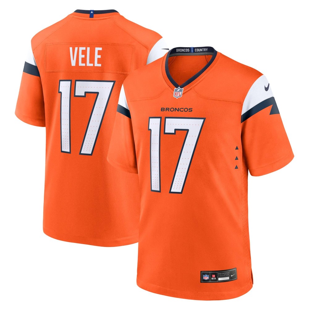 Men's Denver Broncos Devaughn Vele Number 17 Nike Orange Team Game Jersey