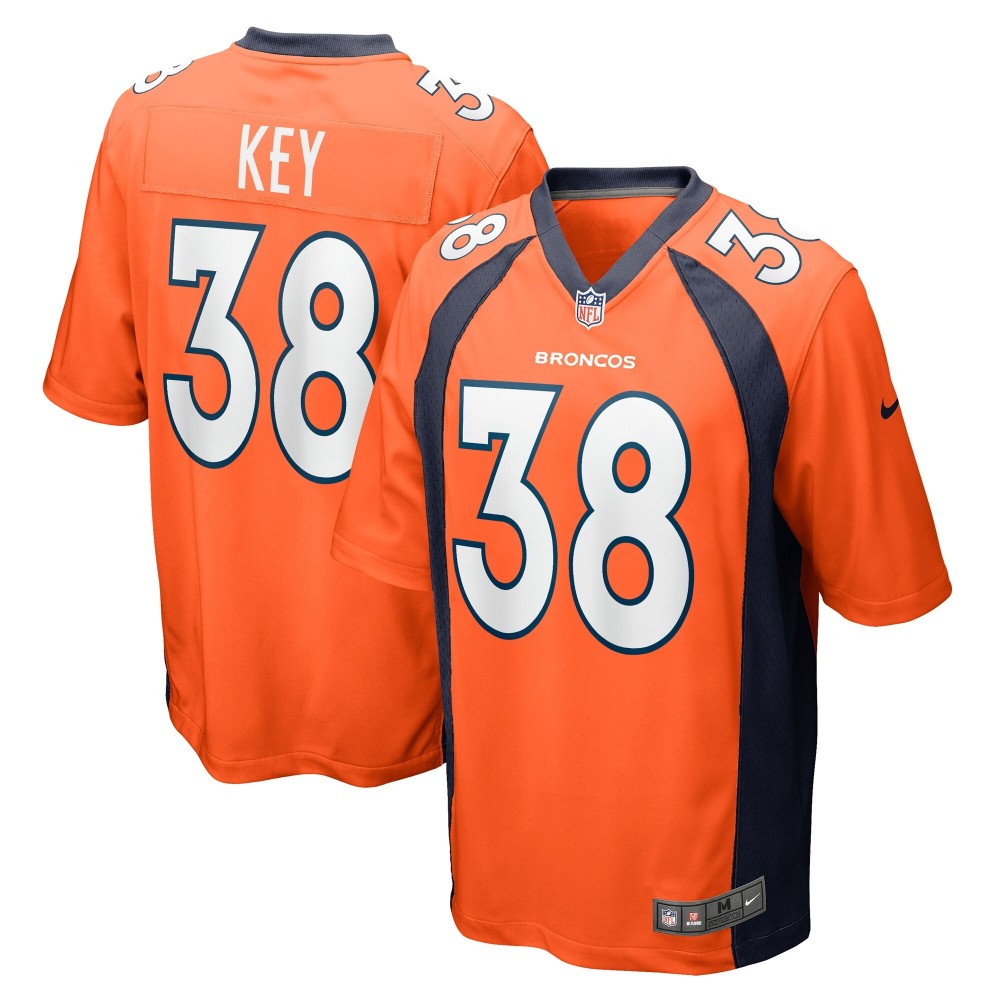 Men's Denver Broncos Devon Key Number 38 Nike Orange Team Game Jersey