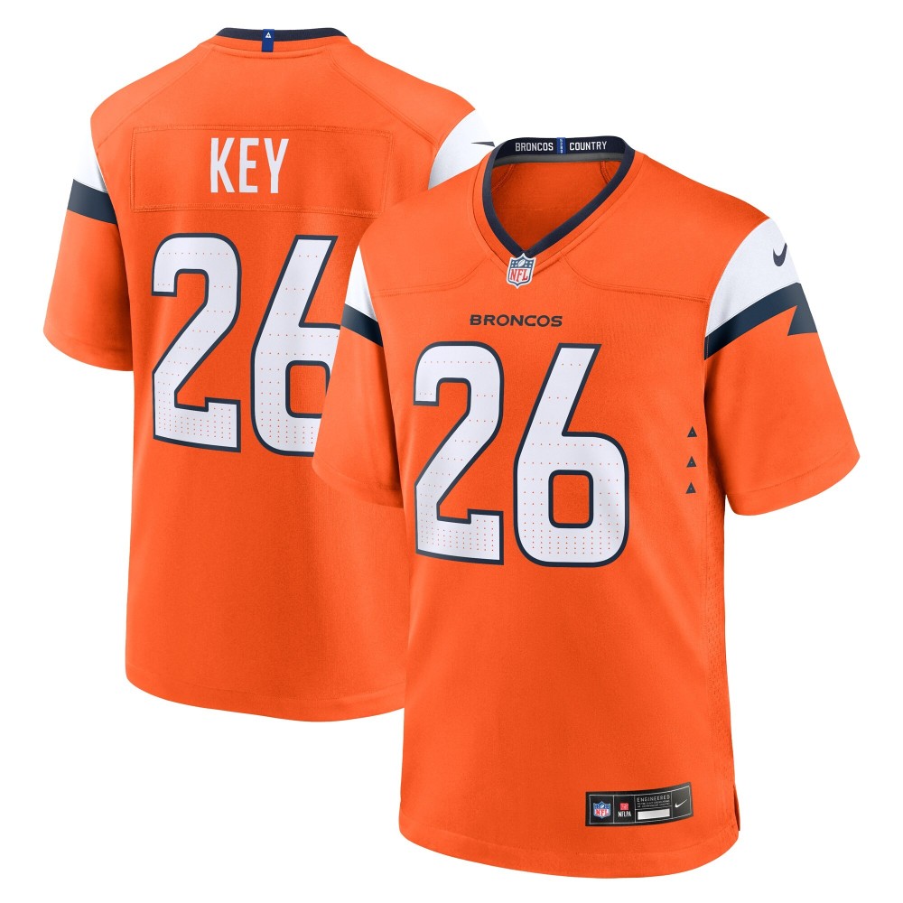 Men's Denver Broncos Devon Key Number 26 Nike Orange Team Game Jersey3