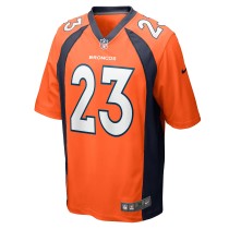 Men's Denver Broncos Fabian Moreau Number 23 Nike Orange Team Game Jersey