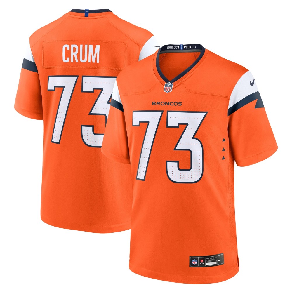 Men's Denver Broncos Frank Crum Number 73 Nike Orange Team Game Jersey