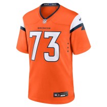 Men's Denver Broncos Frank Crum Number 73 Nike Orange Team Game Jersey1