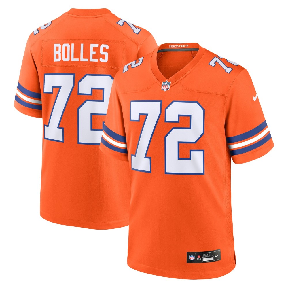 Men's Denver Broncos Garrett Bolles Number 72 Nike Orange Mile High Collection 1977 Throwback Player Game Jersey