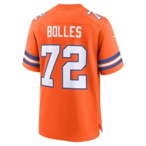 Men's Denver Broncos Garrett Bolles Number 72 Nike Orange Mile High Collection 1977 Throwback Player Game Jersey