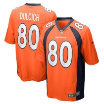 Men's Denver Broncos Greg Dulcich Number 80 Nike Orange Game Player Jersey