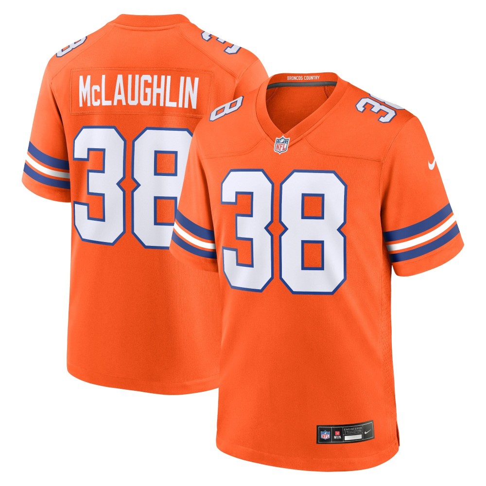 Men's Denver Broncos Jaleel McLaughlin Number 38 Nike Orange Mile High Collection 1977 Throwback Player Game Jersey