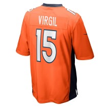 Men's Denver Broncos Jalen Virgil Number 15 Nike Orange Game Player Jersey