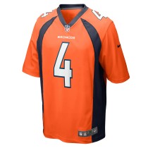 Men's Denver Broncos Jarrett Stidham Number 4 Nike Orange Game Player Jersey