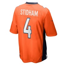 Men's Denver Broncos Jarrett Stidham Number 4 Nike Orange Game Player Jersey