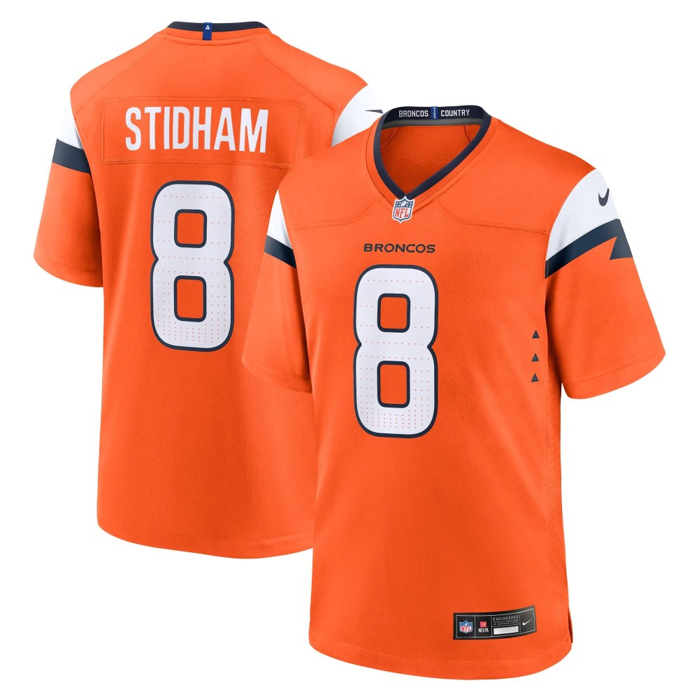 Men's Denver Broncos Jarrett Stidham Number 8 Nike Orange Team Game Jersey