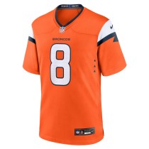 Men's Denver Broncos Jarrett Stidham Number 8 Nike Orange Team Game Jersey