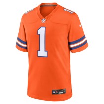 Men's Denver Broncos Jason Elam Number 1 Nike Orange Mile High Collection 1977 Throwback Retired Player Game Jersey