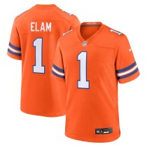 Men's Denver Broncos Jason Elam Number 1 Nike Orange Mile High Collection 1977 Throwback Retired Player Game Jersey