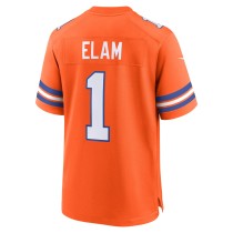 Men's Denver Broncos Jason Elam Number 1 Nike Orange Mile High Collection 1977 Throwback Retired Player Game Jersey