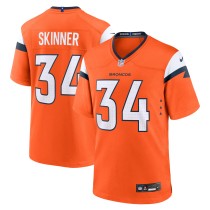 Men's Denver Broncos JL Skinner Number 34 Nike Orange Team Game Jersey