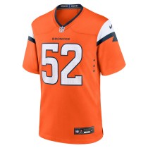 Men's Denver Broncos Jonah Elliss Number 52 Nike Orange Team Game Jersey