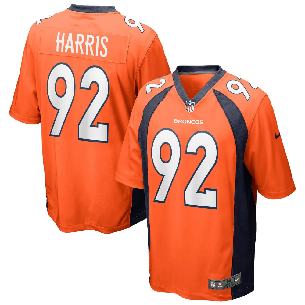 Men's Denver Broncos Jonathan Harris Number 92 Nike Orange Game Jersey