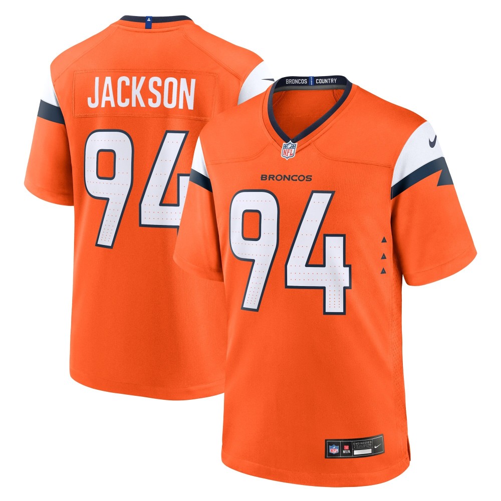 Men's Denver Broncos Jordan Jackson Number 94 Nike Orange Team Game Jersey