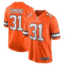 Men's Denver Broncos Justin Simmons Number 31 Nike Orange Alternate Game Jersey