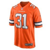 Men's Denver Broncos Justin Simmons Number 31 Nike Orange Alternate Game Jersey