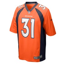 Men's Denver Broncos Justin Simmons Number 31 Nike Orange Game Jersey