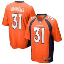 Men's Denver Broncos Justin Simmons Number 31 Nike Orange Game Jersey