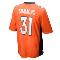 Men's Denver Broncos Justin Simmons Number 31 Nike Orange Game Jersey