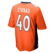 Men's Denver Broncos Justin Strnad Number 40 Nike Orange Game Jersey