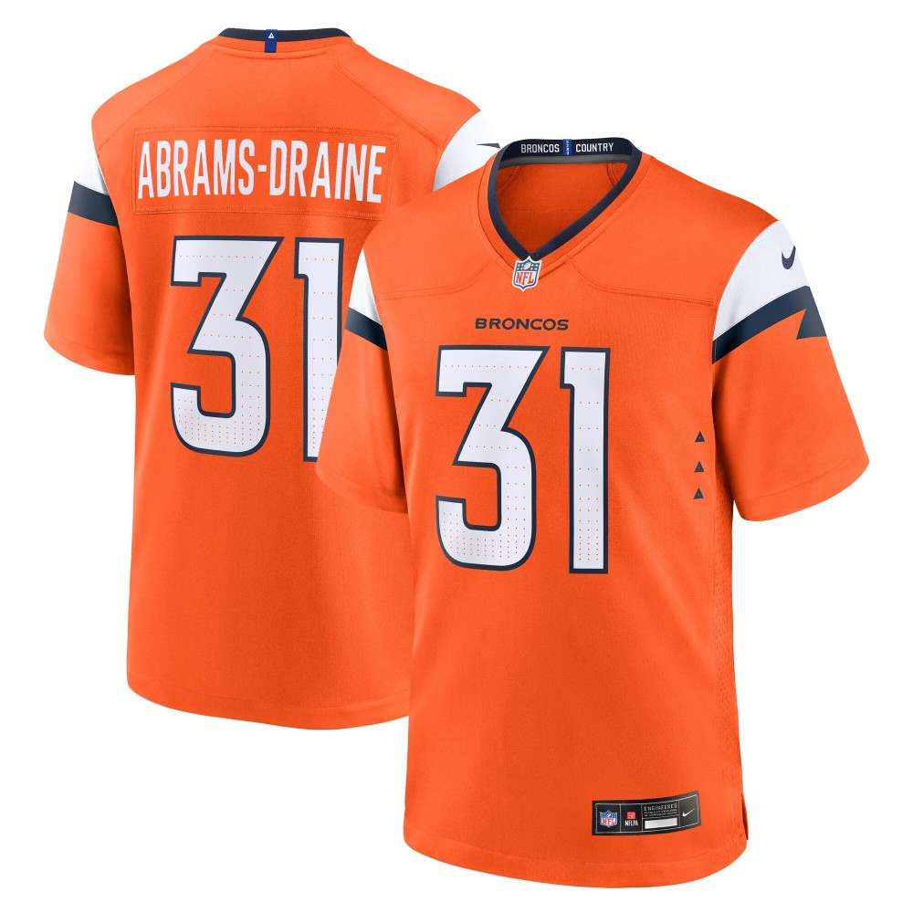 Men's Denver Broncos Kris Abrams-Draine Number 31 Nike Orange Team Game Jersey