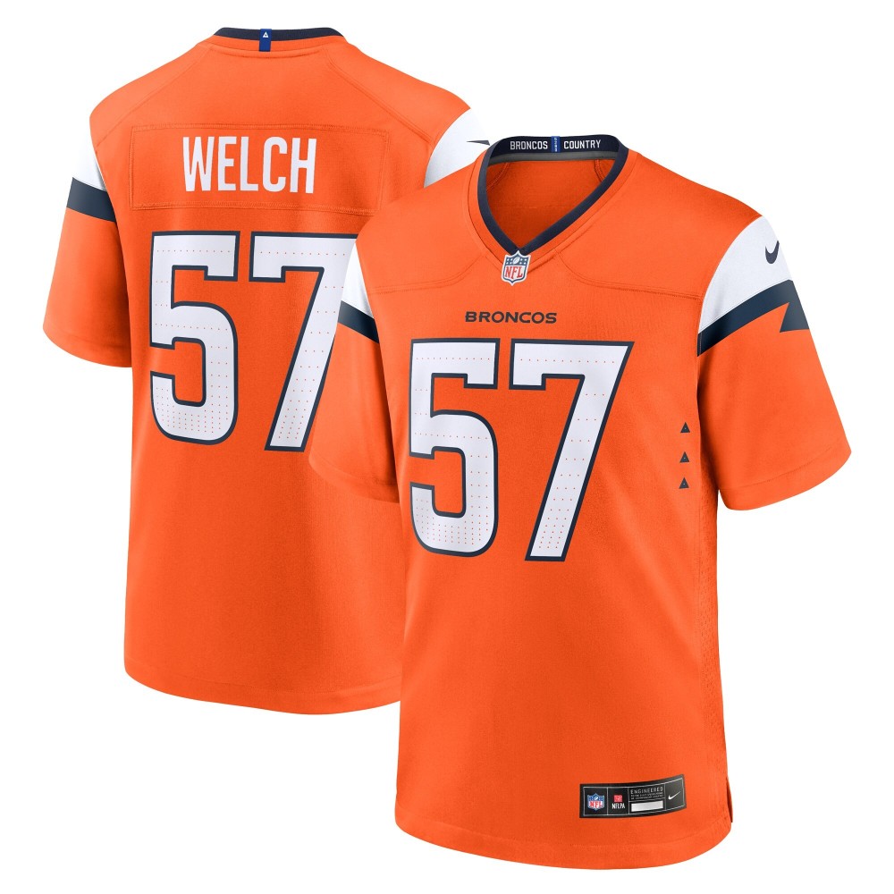 Men's Denver Broncos Kristian Welch Number 57 Nike Orange Team Game Jersey