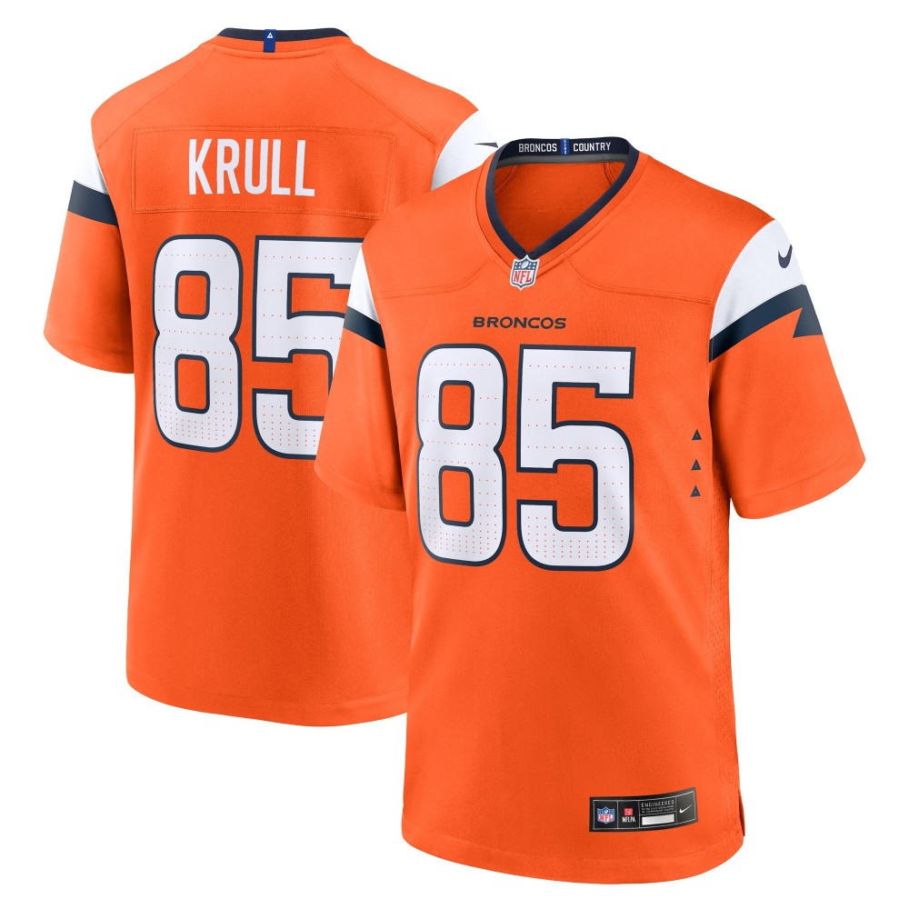 Men's Denver Broncos Lucas Krull Number 85 Nike Orange Team Game Jersey