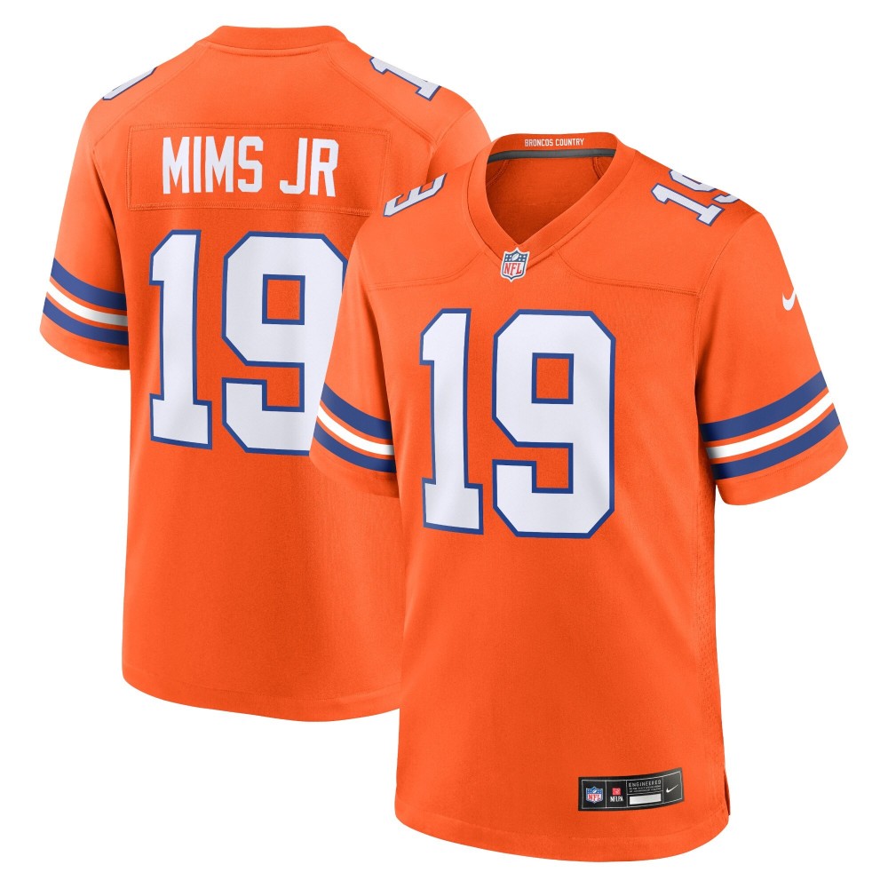 Men's Denver Broncos Marvin Mims Jr Number 19 Nike Orange Mile High Collection 1977 Throwback Player Game Jersey