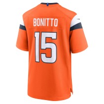 Men's Denver Broncos Nik Bonitto number 15 Nike Orange Team Game Jersey