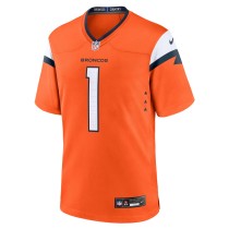 Men's Denver Broncos Groom Number 1 Nike Orange Game Jersey